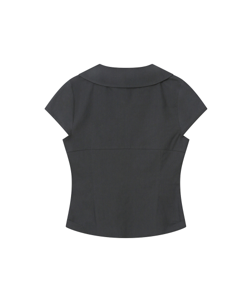 Double button shirts top CHARCOAL