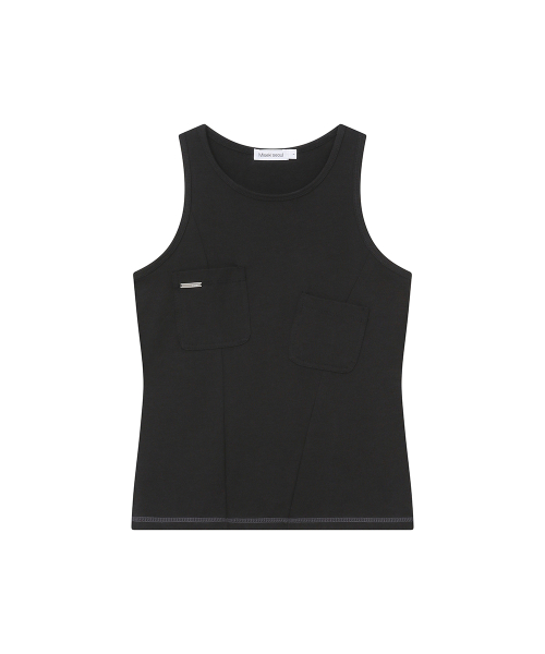 Pocket pointed sleeveless BLACK