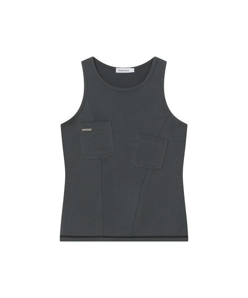 Pocket pointed sleeveless CHARCOAL
