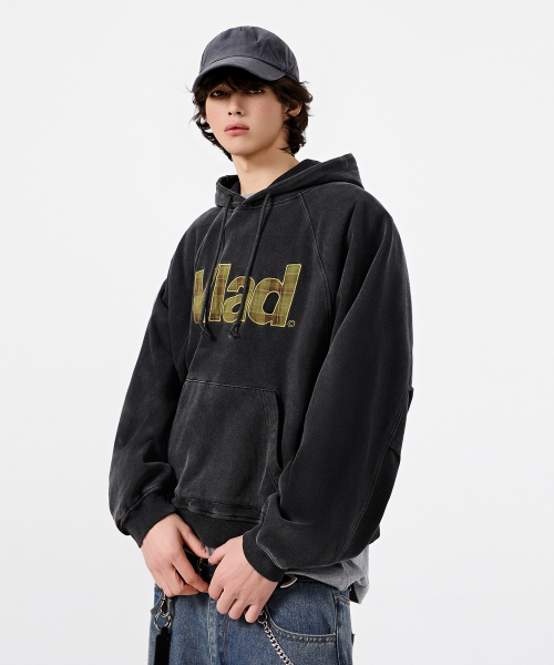 VLAD CHECK APPLIQUE HOODED SWEATSHIRT