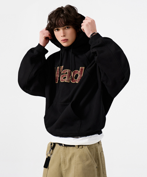 VLAD CHECK APPLIQUE HOODED SWEATSHIRT