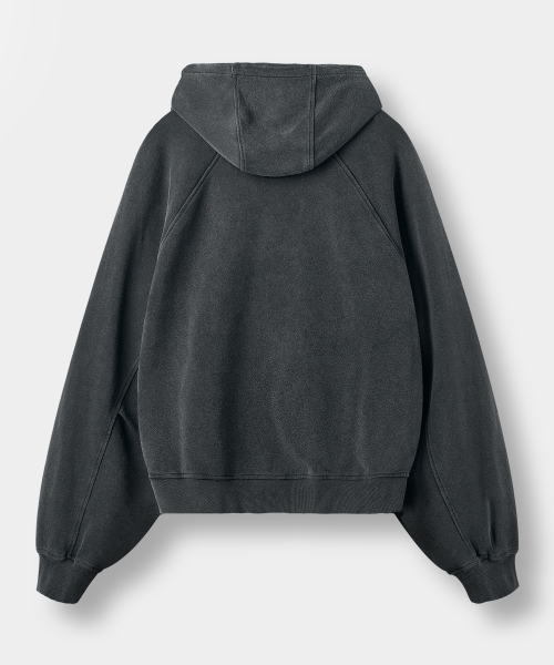 FOUR SEASONS ESSENTIAL HOODED ZIP-UP_CROP PIGMENT CHARCOAL