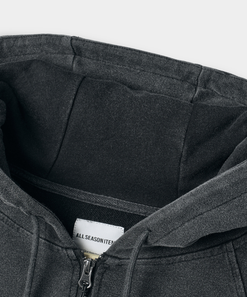 FOUR SEASONS ESSENTIAL HOODED ZIP-UP_CROP PIGMENT CHARCOAL