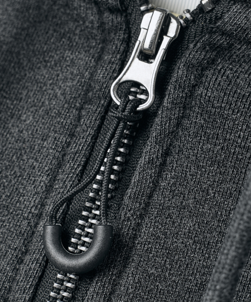 FOUR SEASONS ESSENTIAL HOODED ZIP-UP_CROP PIGMENT CHARCOAL
