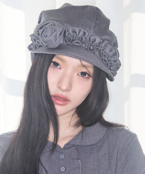 FLEUR RUFFLE HUNTING CAP GRAY