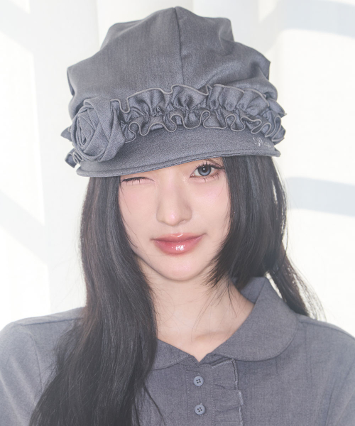 FLEUR RUFFLE HUNTING CAP GRAY