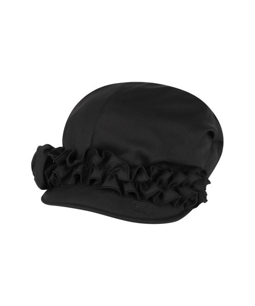 FLEUR RUFFLE HUNTING CAP BLACK