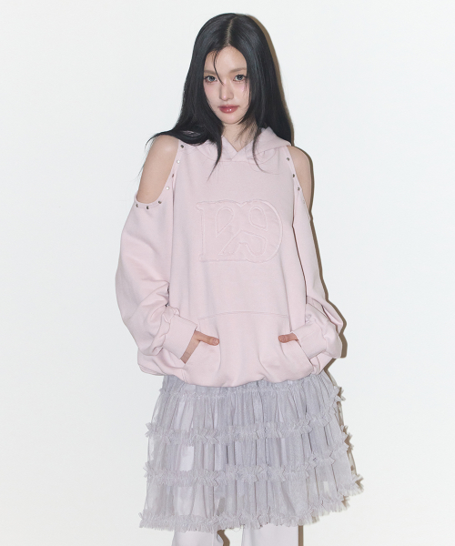 FLARE RUFFLE LAYERED SKIRT PANTS GRAY