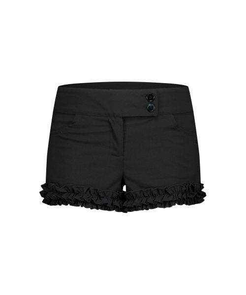 FRILL ROW BUTTON SHORTS BLACK
