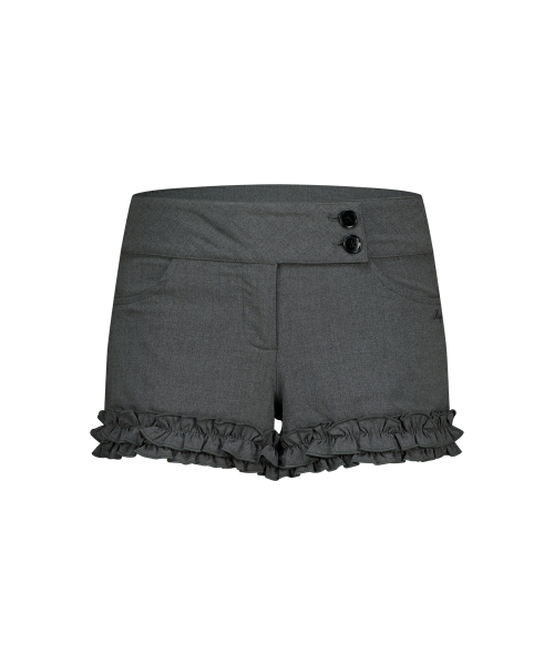 FRILL ROW BUTTON SHORTS CHARCOAL