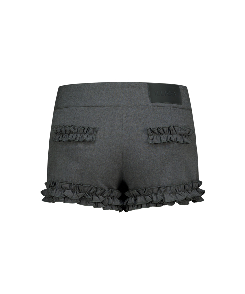 FRILL ROW BUTTON SHORTS CHARCOAL