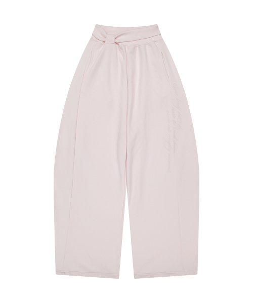 Lace Ribbon Sweat Pants Pink