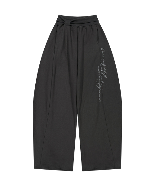 Lace Ribbon Sweat Pants Charcoal