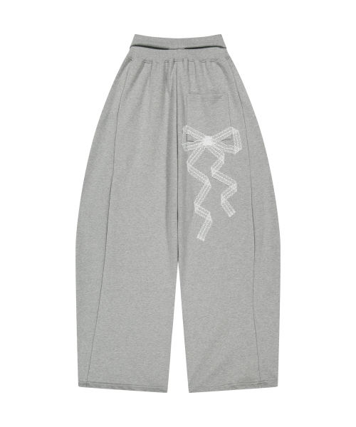 Lace Ribbon Sweat Pants Melange