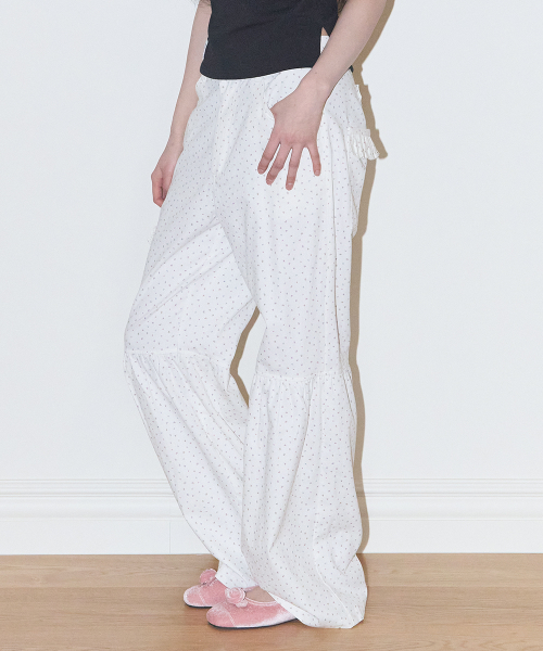 SHIRRING BOOTCUT PANTS FLOWER