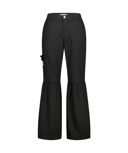 SHIRRING BOOTCUT PANTS BLACK