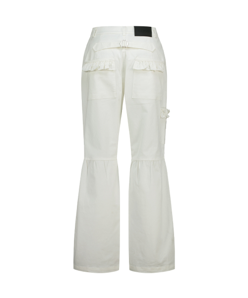 SHIRRING BOOTCUT PANTS WHITE