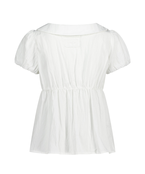 POMING RIBBON PUFF BLOUSE WHITE