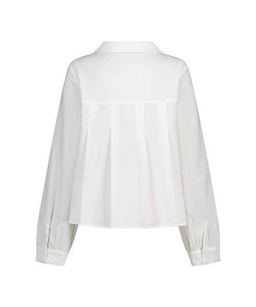 RIBBON PLEATS BLOUSE WHITE