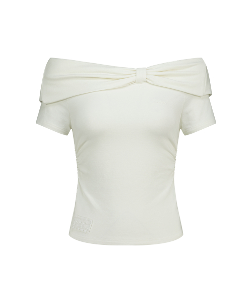 Bow Off Shoulder Tee White