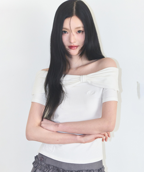 Bow Off Shoulder Tee White