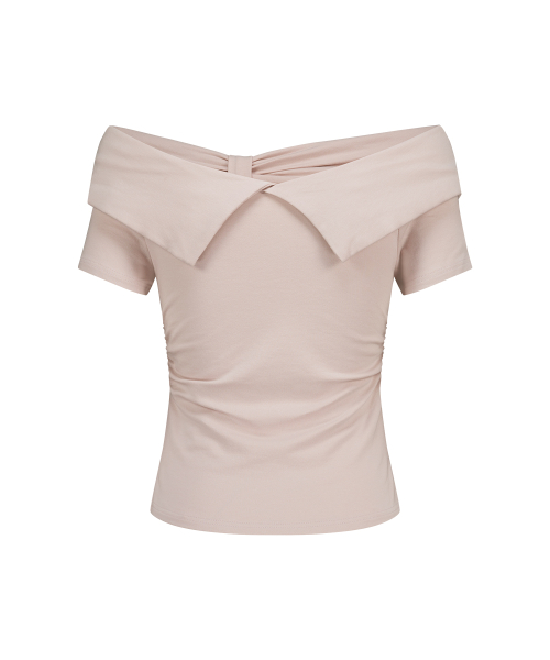 Bow Off Shoulder T-Shirt Pink