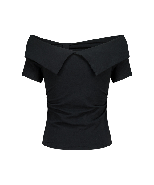 Bow Off Shoulder T-Shirt Black