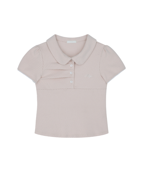 DOT PINTUCK COLLARED TEE PINK