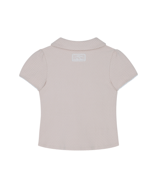 DOT PINTUCK COLLARED TEE PINK
