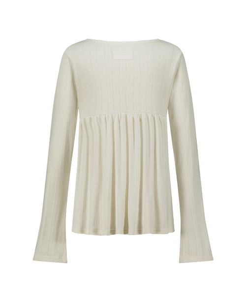 FLARE SHIRRING LONG SLEEVE CREAM