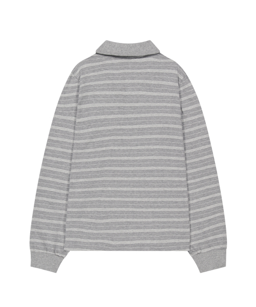 OPEN COLLAR LONG SLEEVE TOP MELANGE