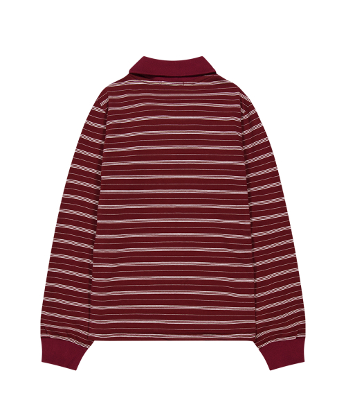 OPEN COLLAR LONG SLEEVE TOP BURGUNDY