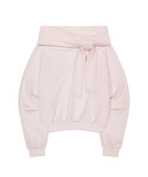 PURE BOW OFF-SHOULDER SWEATSHIRT PINK