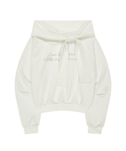 PURE BOW OFF-SHOULDER SWEATSHIRT WHITE