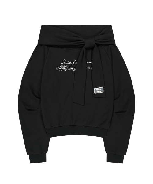 PURE BOW OFF-SHOULDER SWEATSHIRT BLACK