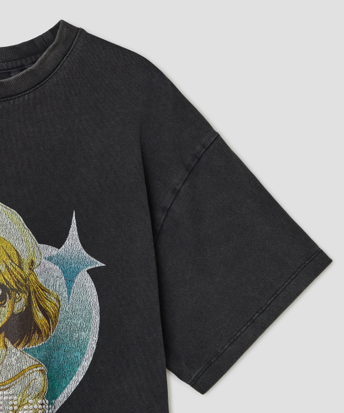 Girl Hotfix Washed Top [Charcoal]