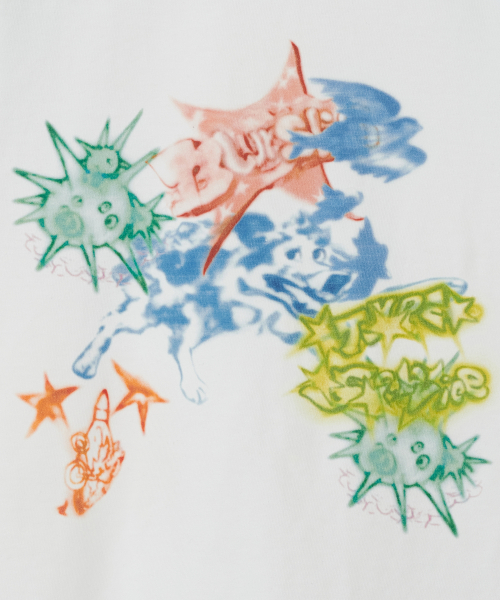 Star Sleeve Spray Raglan Top [Blue]