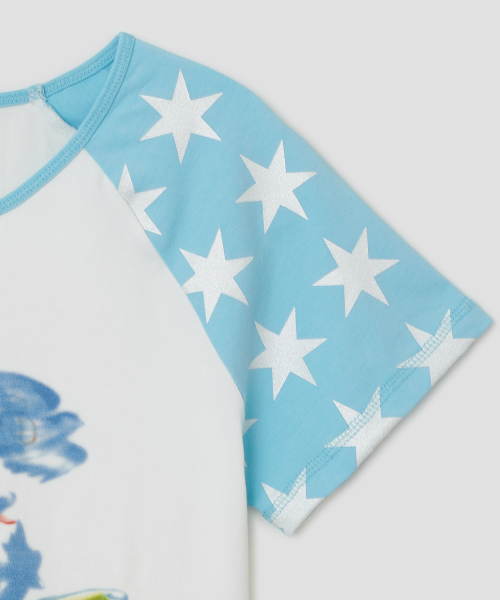 Star Sleeve Spray Raglan Top [Blue]