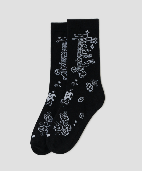 Graphic Crew Socks [Black]