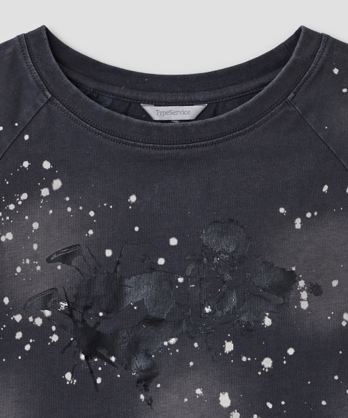 Spray Print Raglan Top [Charcoal]