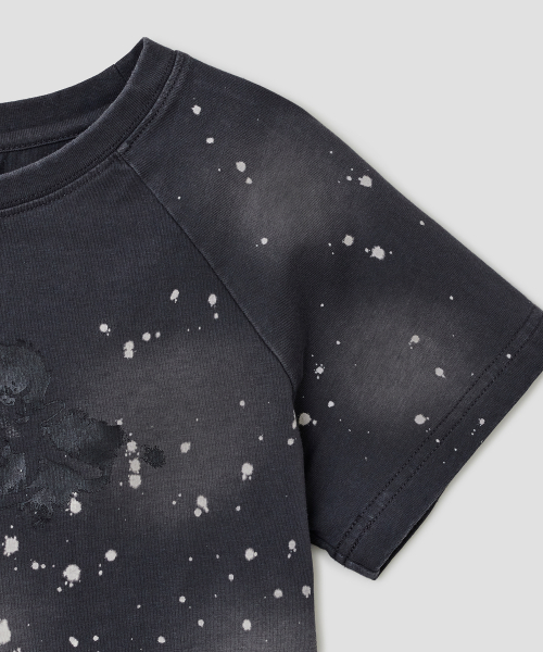 Spray Print Raglan Top [Charcoal]