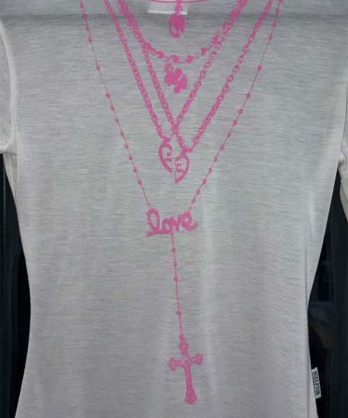 Faux Necklace Tee White