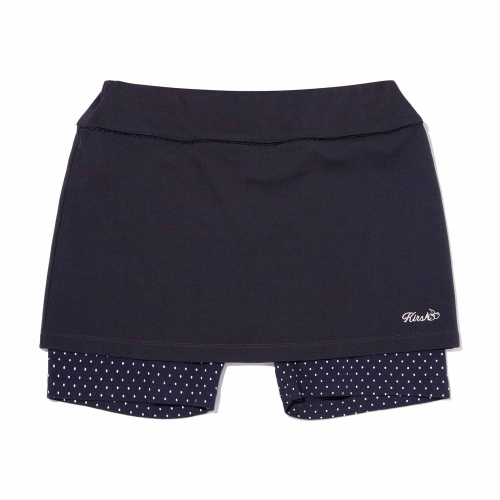 DOT INNER PANTS LAYERED SKIRT(DARK NAVY)