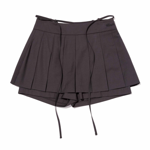 INNER-PANTS DETAIL MINI PLEATS SKIRT(CHARCOAL)