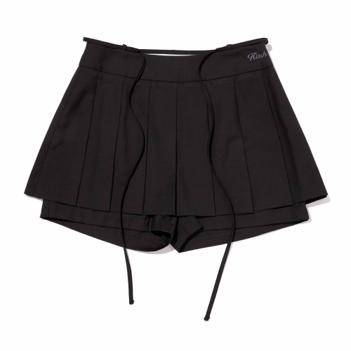 INNER-PANTS DETAIL MINI PLEATS SKIRT(BLACK)