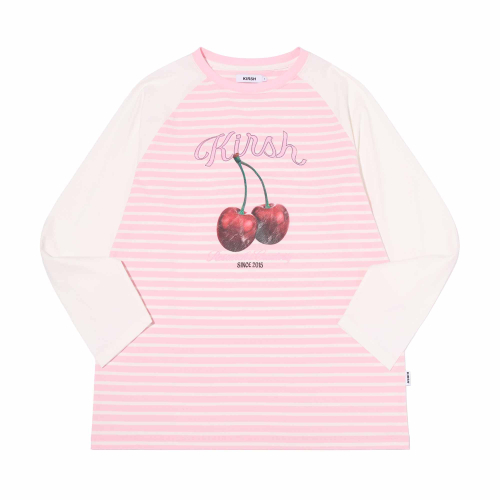 CHERRY GRAPHIC LOOSE-FIT STRIPE LONG SLEEVE(IVORY)