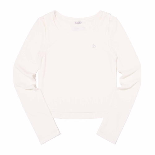 SLIM-FIT LAYERED RIBBED LONG SLEEVE(WHITE)
