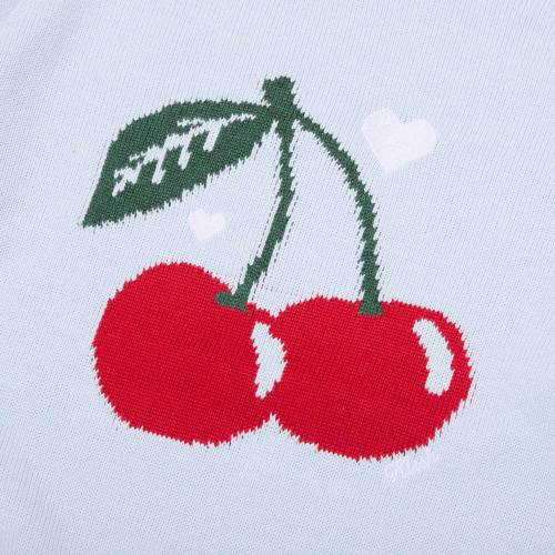CHERRY JACQUARD LOOSE-FIT KNIT(SKY)