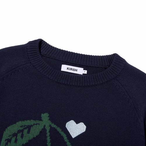 CHERRY JACQUARD LOOSE-FIT KNIT(NAVY)