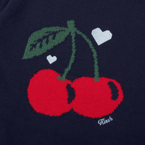 CHERRY JACQUARD LOOSE-FIT KNIT(NAVY)